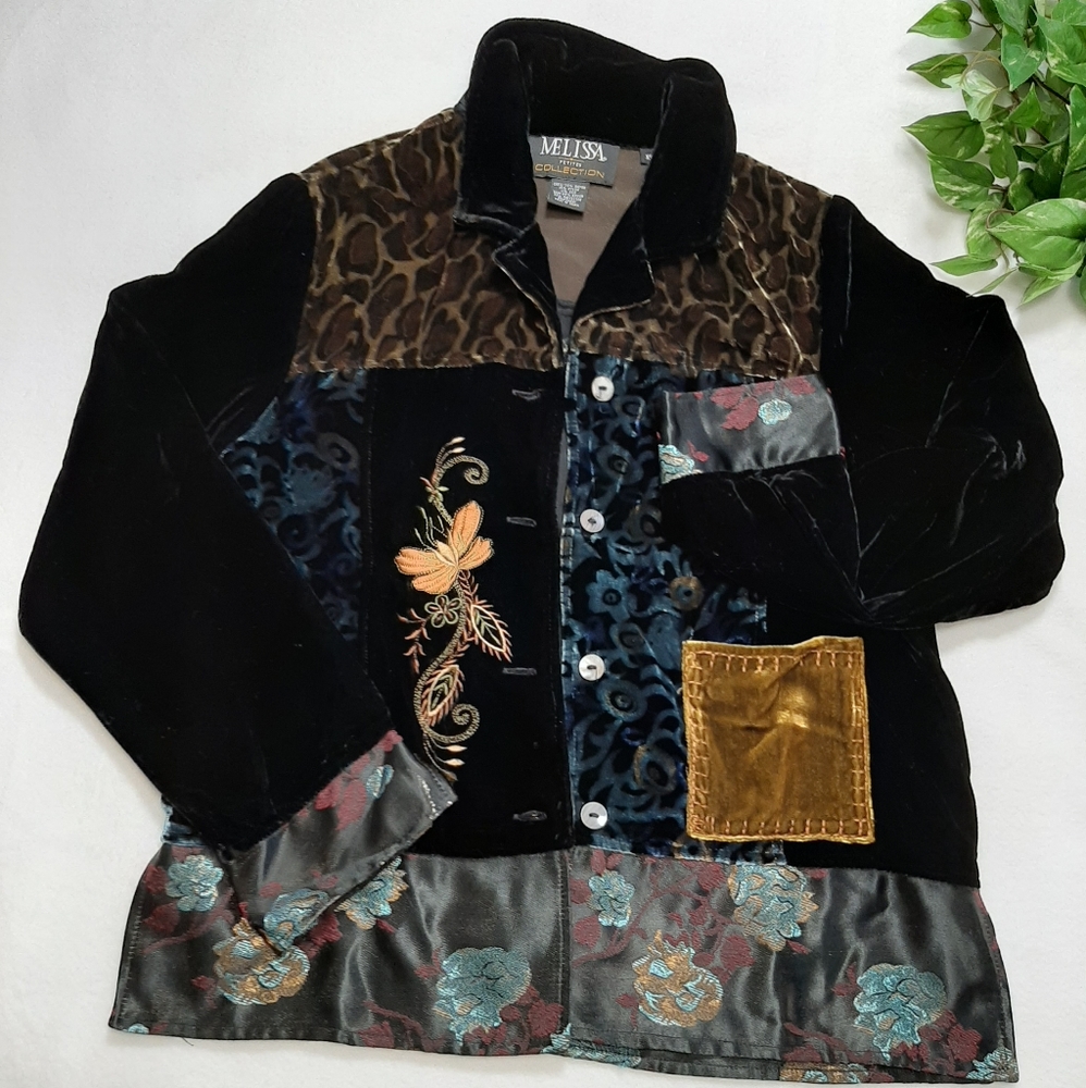 Melissa Collection Velvet‎ Color Block Top  XS